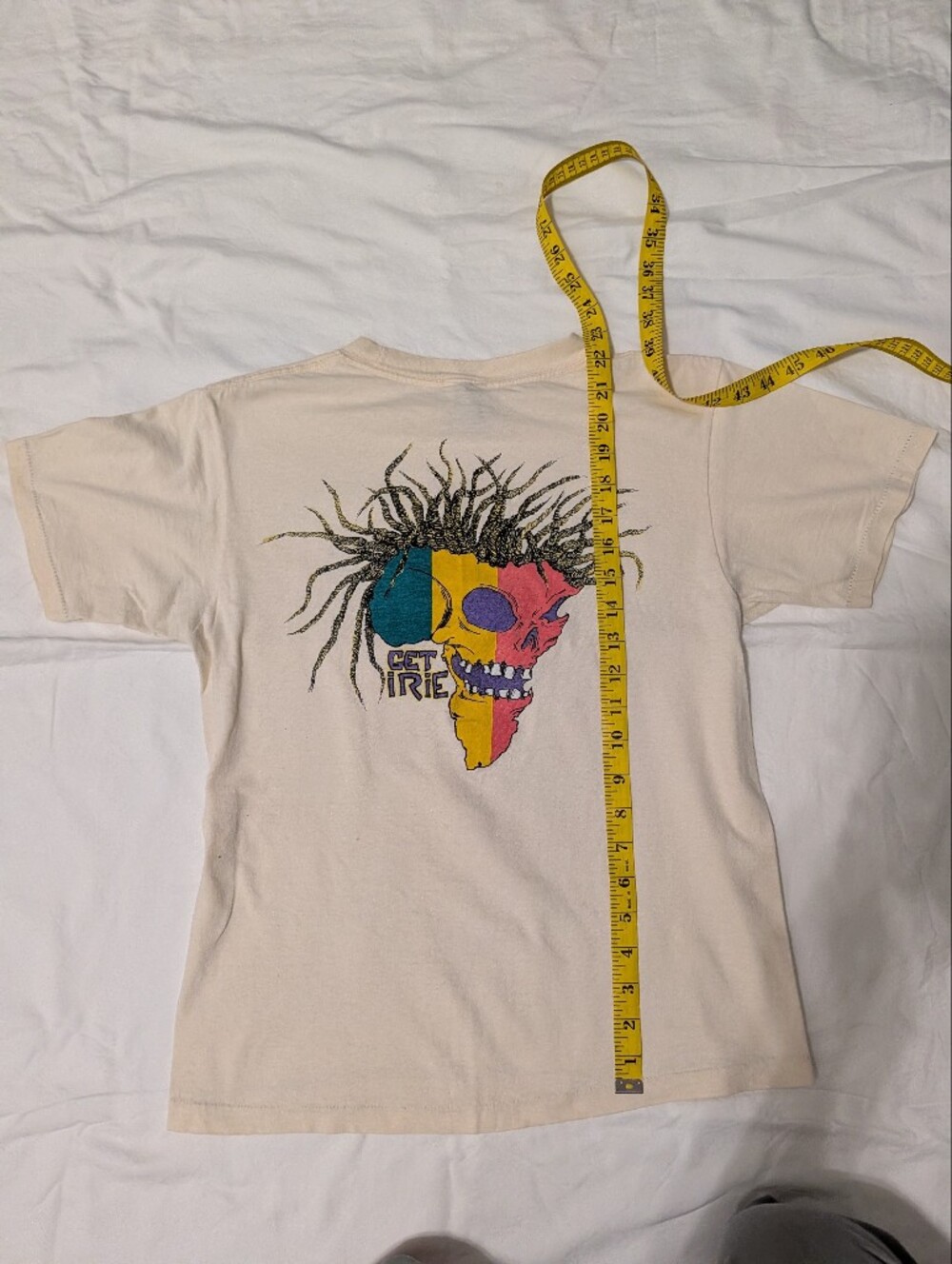 Vintage 80s Lifes A Beach Surfgear Get Irie Skull Rasta T Shirt Single Stitch M
